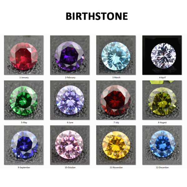 Hot Cubic Zirconia Birthstones Round 5-10mm Jau. To Dec. Loose Stone For Jewelry Charms Locket 600pcs/Lot (mixed 12 colors 50pcs per color)