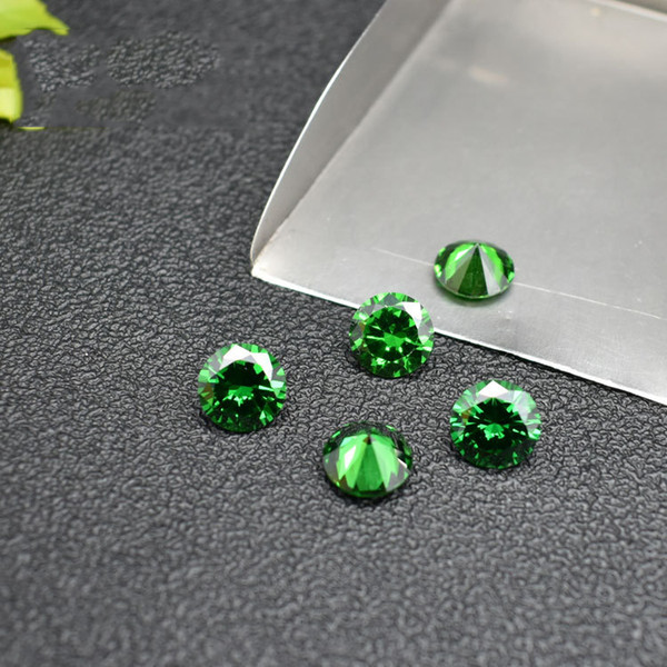 Synthetic Emerald Green Loose Stones Round 5-6.5mm Lab Created Cubic Gems CZ For Jewelry Making 500pcs/lot