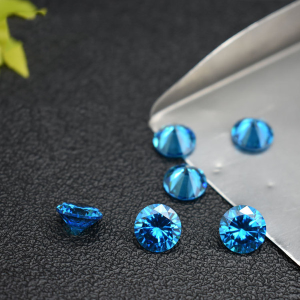 Synthetic Topaz Blue CZ Loose Stones Round 5-6.5mm Lab Created Cubic Gems CZ For Jewelry Making 500pcs/lot