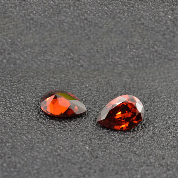 200pcs/lot 5x7mm-9x11mm 3A Cubic Zirconia Garnet Pear Cut Synthetic Loose Gemstones 5 Sizes For Sterling Silver Jewelry Making Wholesale