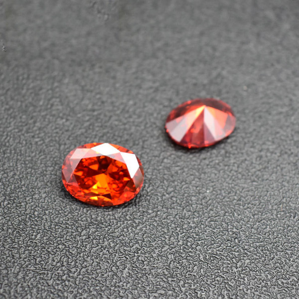 Orange Red Color Stone 8 Sizes 2*3mm-4*6mm Oval Machine Cut Cubic Zirconia Synthetic Loose Gemstone Beads For Jewelry Making 500pcs/Lot