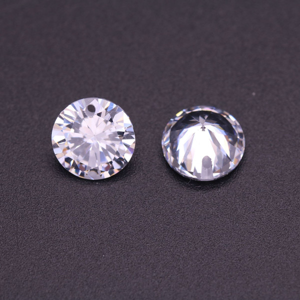 DIY Jewelry 8mm Lab Created Cubic Zirconia Stone With Hole White CZ For Pendant And Earrings 1000Pcs/Lot