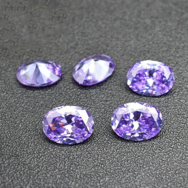 High Quality 3A Grad 200pcs/lot Lavender Stone 5*7-9*11mm Oval Cut Cubic Zirconia Synthetic Loose Gemstone Beads For Jewelry Making