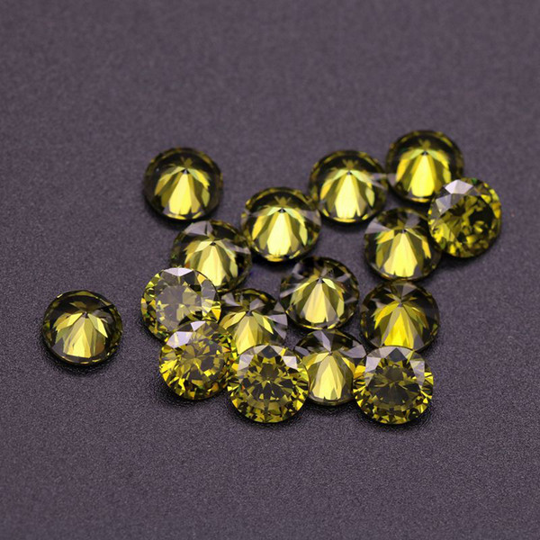 500pcs Loos Stone Peridot Color 3A Cubic Zirconia 4-6.5mm Round European Machine Cut Synthetic Gemstones For Jewelry Making