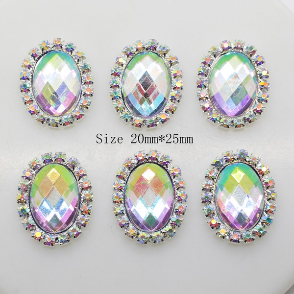 50pcs/lot 20*25mm Abcolor Rhinestone Buttons Diy Webbing Wedding Invitation Supplies Decoration Accessories Ribbon Button