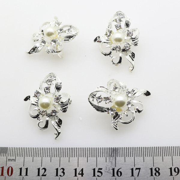 20pcs/lot1.46*1.10 Snap Button Jewerly Metal Pearl Button Diamond Flatback for Wedding Decoration Hair Ribbon Craft Accessories