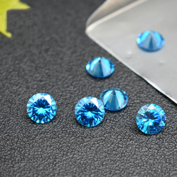 March Birthstone Small Size 1-2mm Round Synthetic Blue Topaz Color CZ Stone Price Loose Stone For Jewelry Good Cubic Zirconia 1000pcs/lot