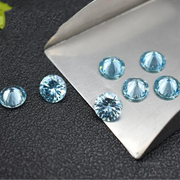 March Birthstone Small Size 1-2mm Round Synthetic Aquamarine Blue CZ Stone Price Loose Stone For Jewelry Good Cubic Zirconia 1000pcs/lot