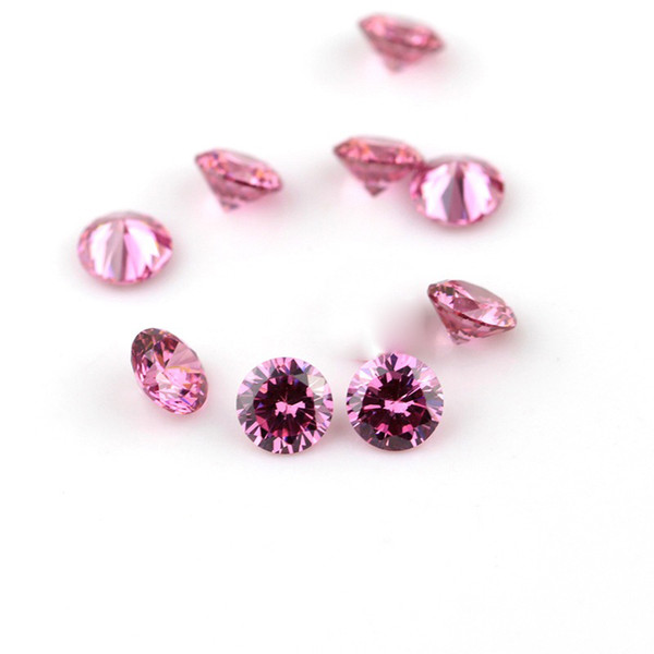 1000pcs/lot Cheap Price Small Size 3A Pink Color CZ European Star Cut Round 0.8-2.3mm Synthetic Loose Stones For Jewellery Necklace