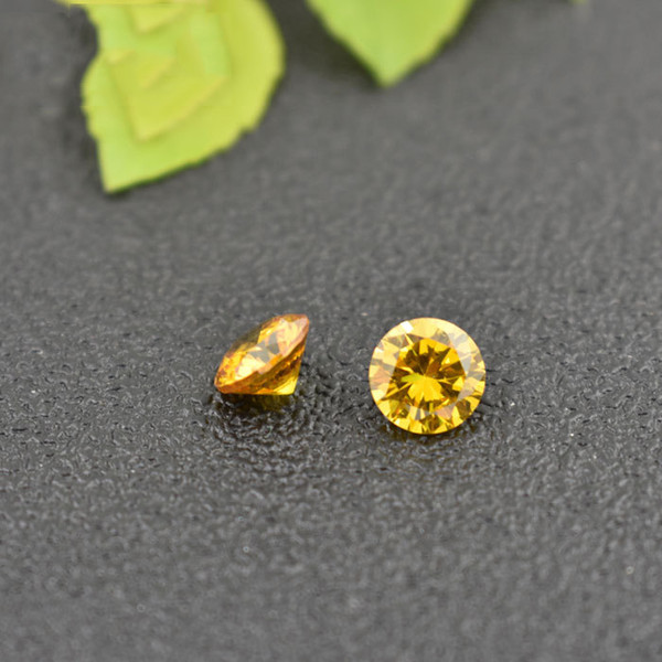 Lab Created Loose Stone 3A Round 2.4-6.5mm Yellow Color Cubic Zirconia High Quality Machine Cut 1000pcs/lot