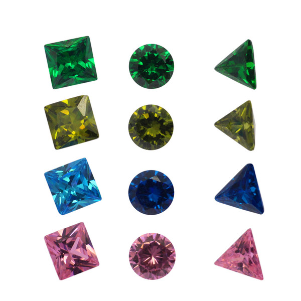 Loose artificial gem 8mm*8mm three kinds of shape polychromatic cubic zircons