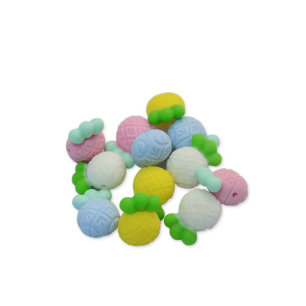 Silicone Baby Teething Beads Chewable Pineapple Teether BPA Free DIY Necklace Charm Crafts Accessories Silicone Loose Beads Baby Toy