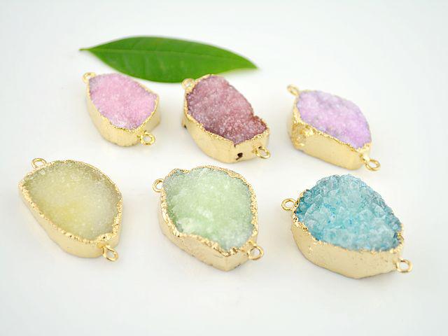 10pcs Mixed Color Stone Bead, Freedom Shape Natural Crystal Stone Connector Druzy Gem Stone Connector Charms Pendant Findings