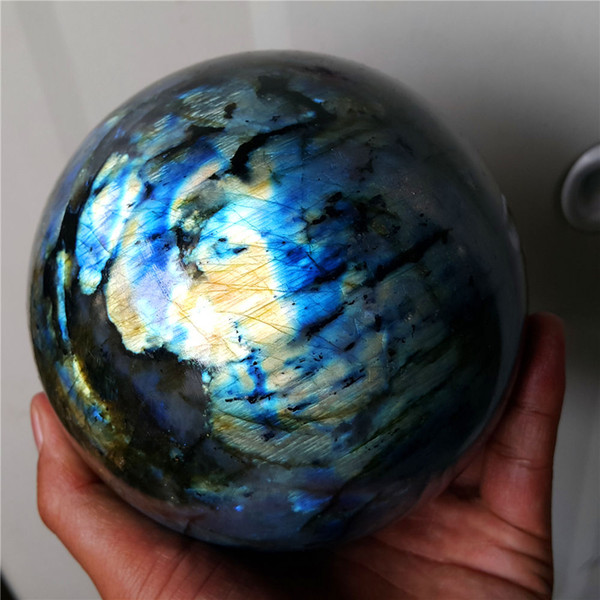 About 600g/About 70mm-90mm Natural labradorite, moonstone Quartz Crystal Sphere Ball Healing