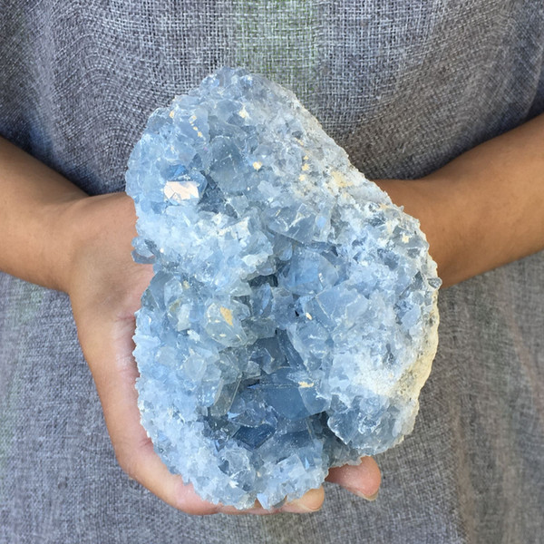 About 1Kg+ Natural celestite geode quartz cluster crystal specimen healing