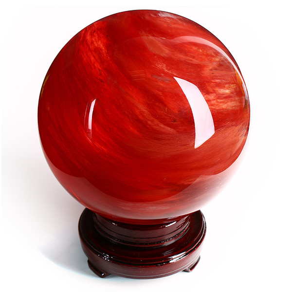 about 60mm High-temperature Heat Red Quartz Sphere Crystal Point Ball