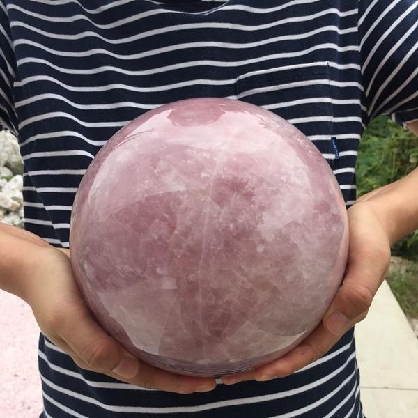 ABOUT 100MM Natural PINK crystal ball ornaments original stone PINK crystal ball artificial polished