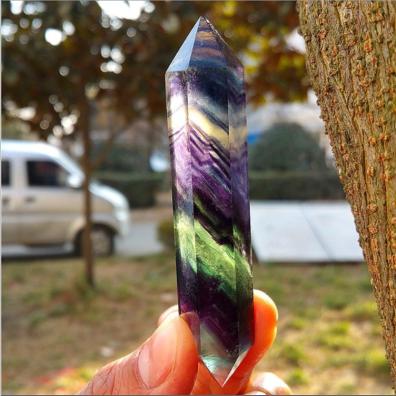 Natural beautiful colorful Fluorite QUARTZ CRYSTAL DOULLE DOUBLE WAND POINT HEALING