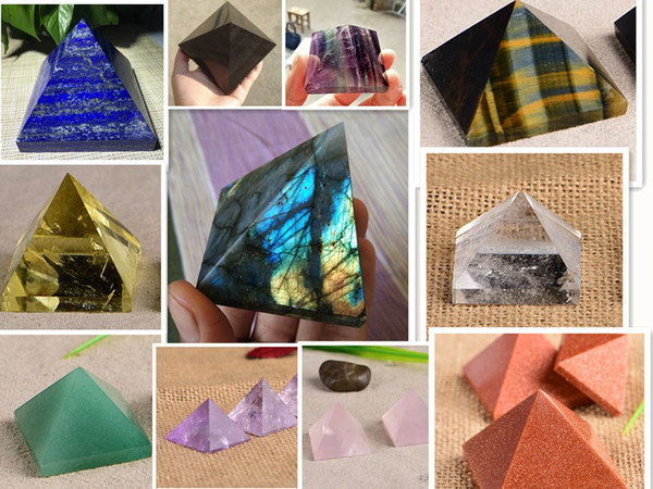 Select the 3-3.5cm natural crystal feldspar ornaments Pyramid energy tower home decor