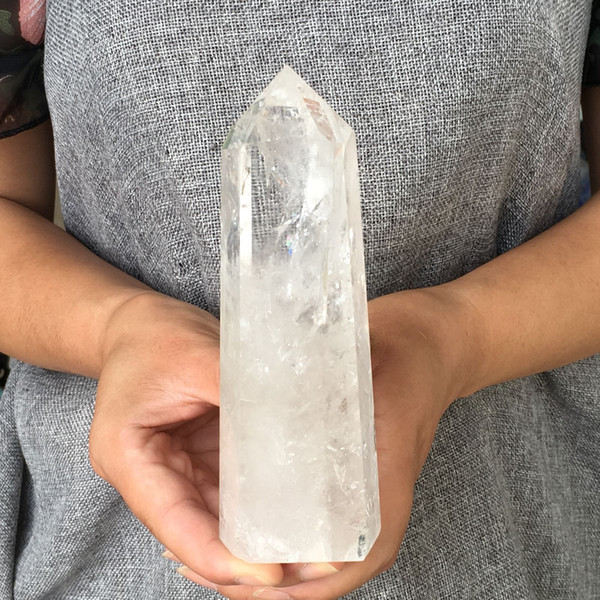 Natural clear Quartz obelisk Crystal Point Generator Wand