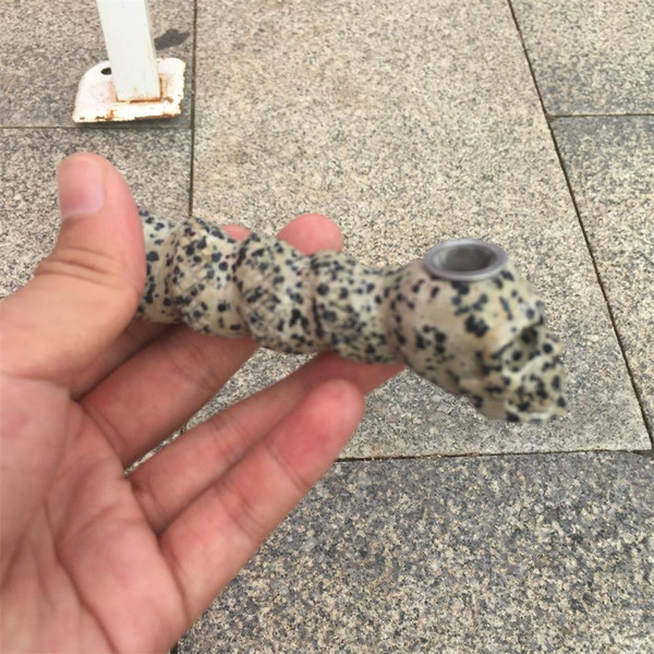 Natural spotted stone carved skull skull smoking tube, personality pipe