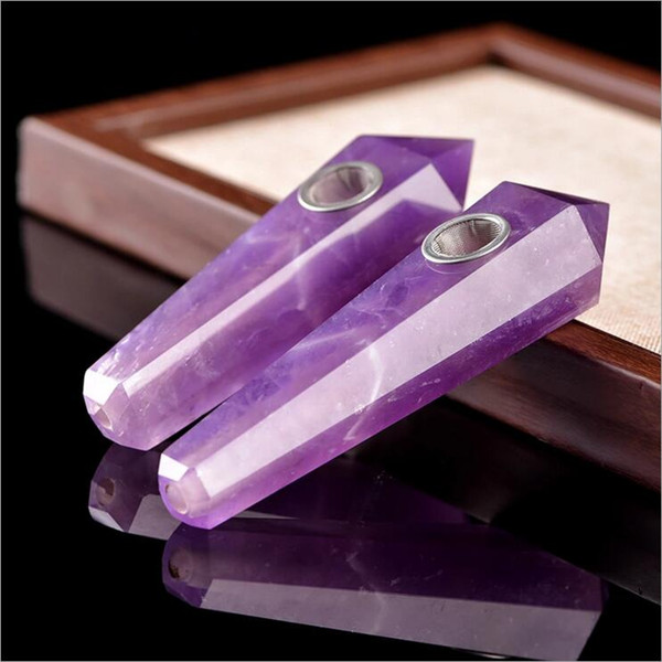 10cm-12cm Amethyst Smoking tube crystal pipe, six prism foreign trade pipe foreign fights