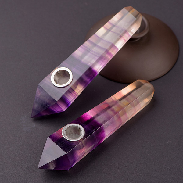 10cm-12cm fluorite Smoking tube crystal pipe, six prism foreign trade pipe foreign fights