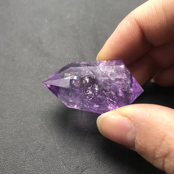 about 20g Natural 12-Faced Colored Violet Amethyst Wand double Point Healing