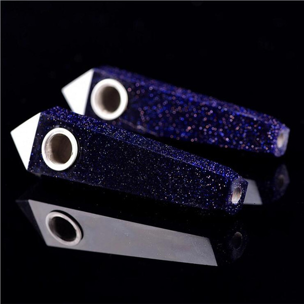 10cm-12cm Blue gravel Smoking tube crystal pipe, six prism foreign trade pipe foreign fights