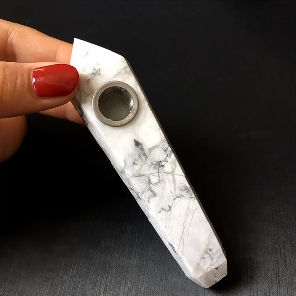 10cm-12cm natural White turquoise Smoking tube crystal pipe, six prism foreign trade pipe foreign fights