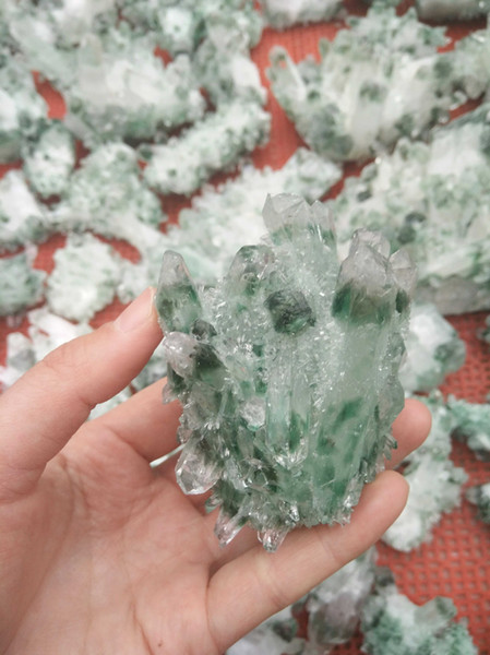 1pcs about 100g natural green ghost crystal crystal cluster, natural green crystal