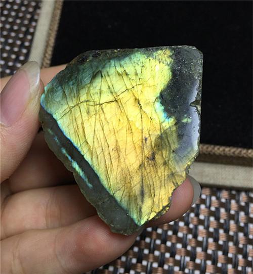 Natural Crystal Labradorite Original Stone Slice Specimens Healing .Half Polishing Half Rough