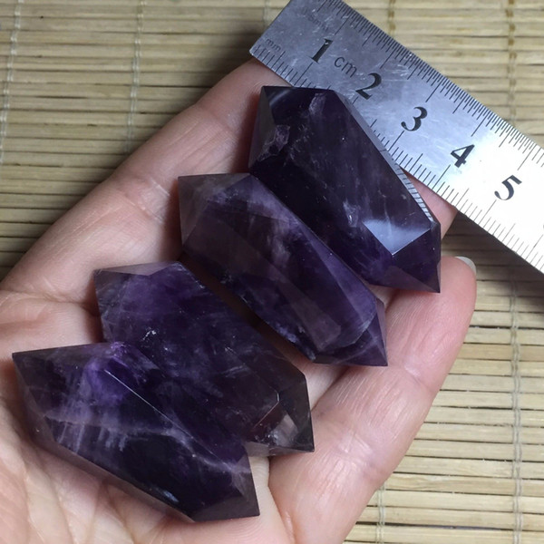 BEST!!!about 160g 4pcs Natural Amethyst QUARTZ CRYSTAL DT WAND POINT HEALING