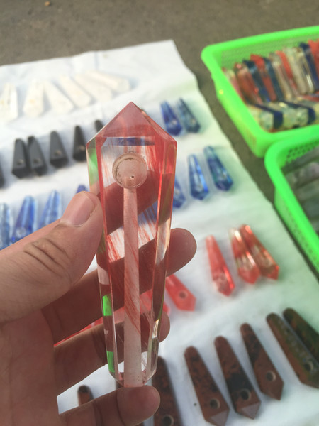 10 cm natural red smelting stone carving crystal smoking tube personalized fashion holiday gift