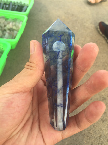 10 cm natural blue smelting stone carving crystal smoking tube personalized fashion holiday gift