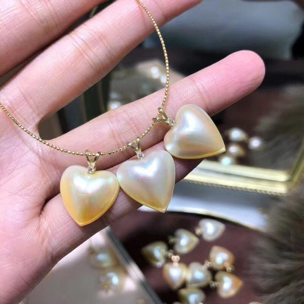 Golden heart sea mabe pearl(No chain)