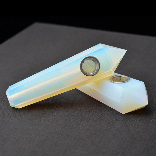 10cm-12cm Smoking Tube Opalite Pipe Transistor, Beautiful Six Prism Trade Tube Outside The Battle Wholesale, Natural Crystal Products.