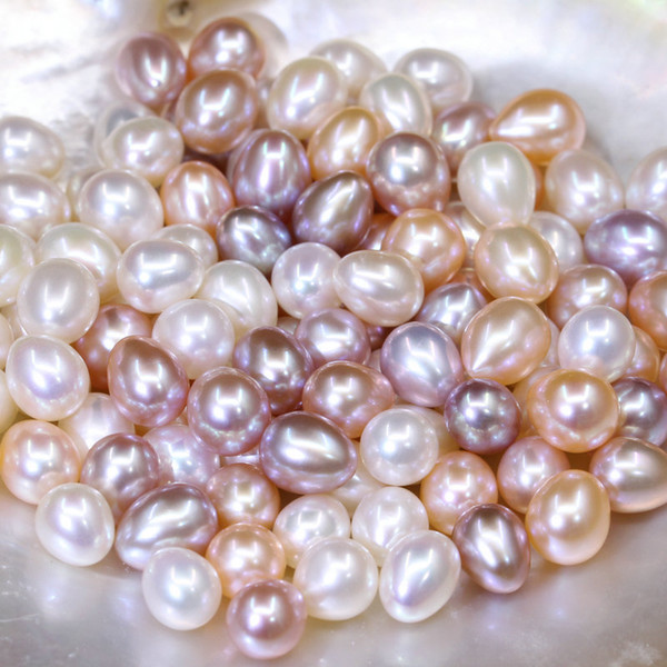 Truly Natural Freshwater Pearl Bead DIY Jewelry Designer Findings Beads 6.5-7.5 mm Oval Orange Purple White Pearl Bead Loose Beads