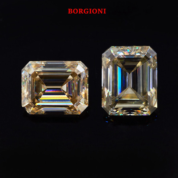 Yellow Naked Drill Emerald Cut 2.0ct Carat 6*8mm Yellow Similar to charles colvard Moissanite Loose Stone Excellent Cut