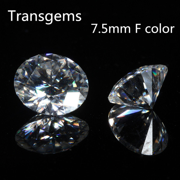 TransGems 7.5mm F Colorless Moissanite Loose Gemstone Equivalent Diamond Carat Weight 1.5ct Clear Moissnaite Diamond for Jewelry J190614