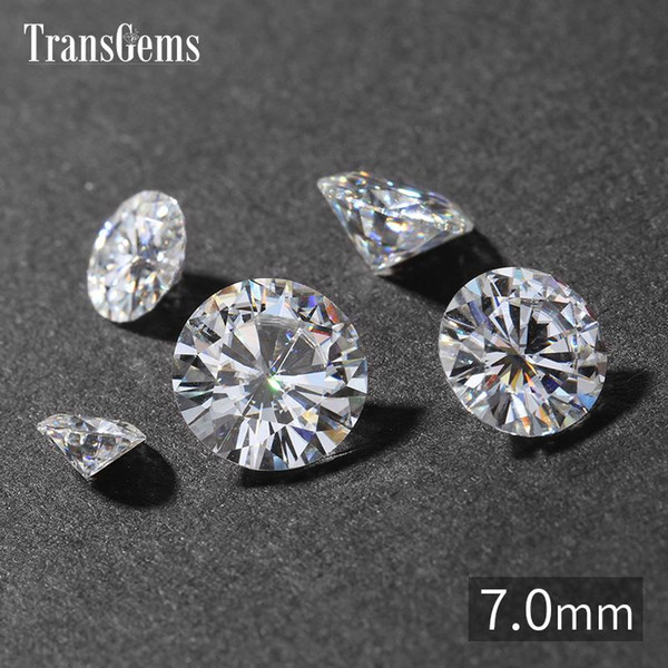 TransGems 7mm 1.2 Carat GH Color Certified Lab Grown Diamond Moissanite Loose Bead Test Positive As Real Diamond Gemstone