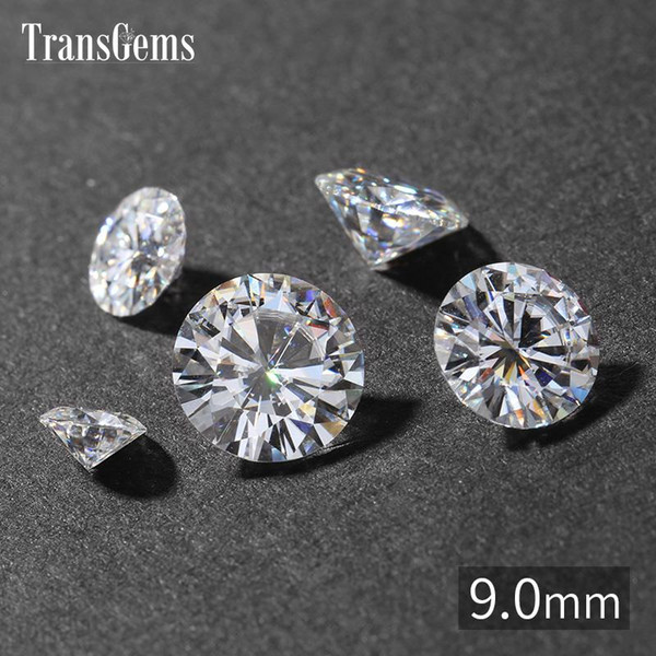 TransGems 9mm 3 Carat GH Color Certified Man made Diamond Loose Moissanite Bead Test Positive As Real Diamond Gemstone