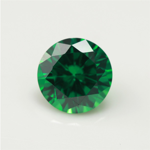 100pcs 5A Grade Green Color 1.0~20mm Cubic Zirconia Stone Round Cut Loose CZ Stone Synthetic Gems