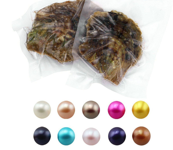 30PCS/LOT Natural Pearl 6-8MM Round Pearl in Oysters Akoya Oyster Shell with Colouful Pearls Jewelry By Vacuum Packed