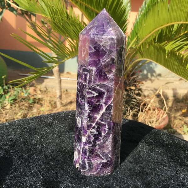 Home Decor ,Love Gifts, Lucky Gems, Home Accessories, Family Ornament,Crystal Therapy, Natural Dream Amethyst Quartz Crystal Obelisk Wand