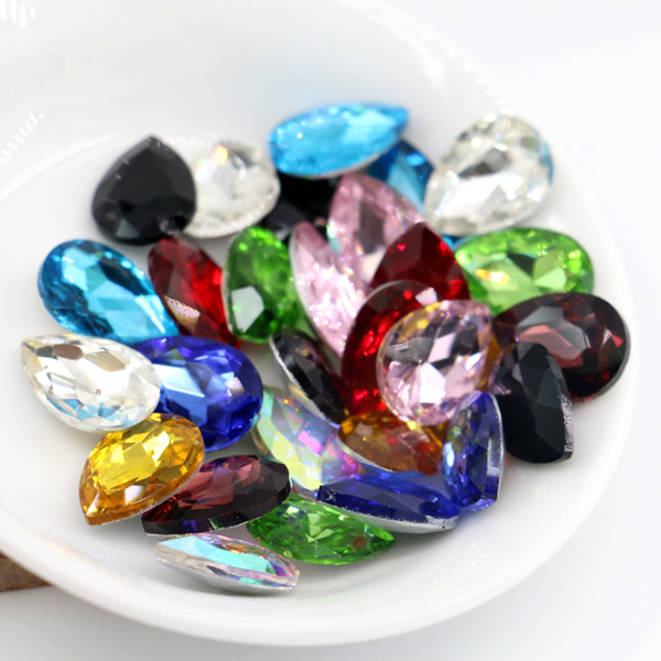 Top quality 20x30mm Pear Shape 50pcs/bag Glass K5 Point Back Fancy Stone Silver Foiled Gemstone (10 Different Color Available)