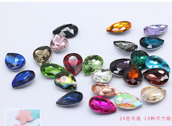 100pcs/lot 10*14mm Tear-drop Colorful Crystal Loose Gemstone for Fancy Jewelry Making DIY Transparent Beads