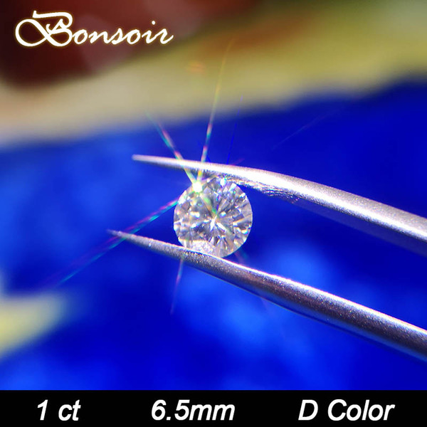 Bonsoir 1 Carat loose Moissanite 6.5mm Grade D Color