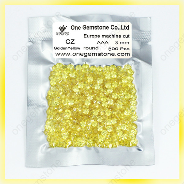 Wax setting cubic zirconia stones european machine 3mm golden yellow cz stones