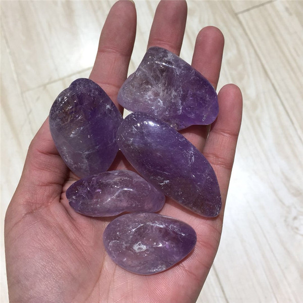 5pcs drop shipping natural amethyst quartz crystal gemstone reiki healing polished crystal tumble loose gemstone jewelry making